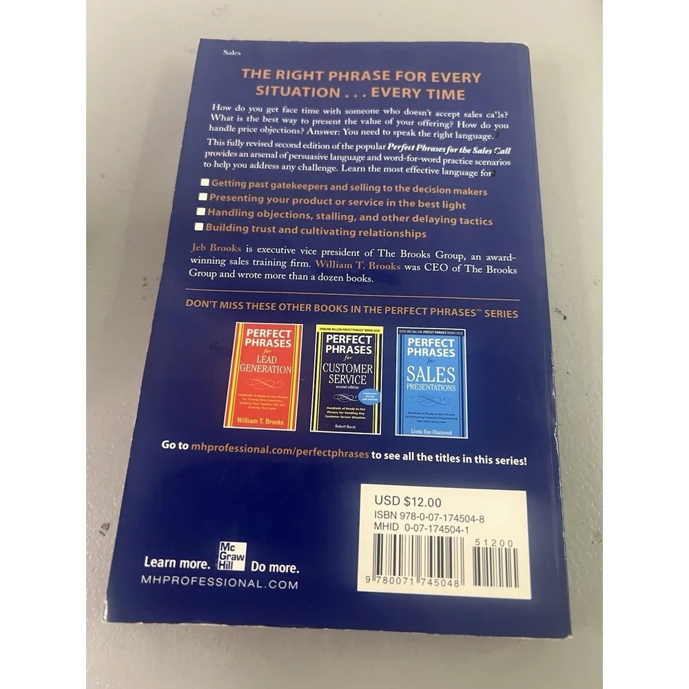 Perfect Phrases for the Sales Call Book Brooks Close Prospects Selling Business